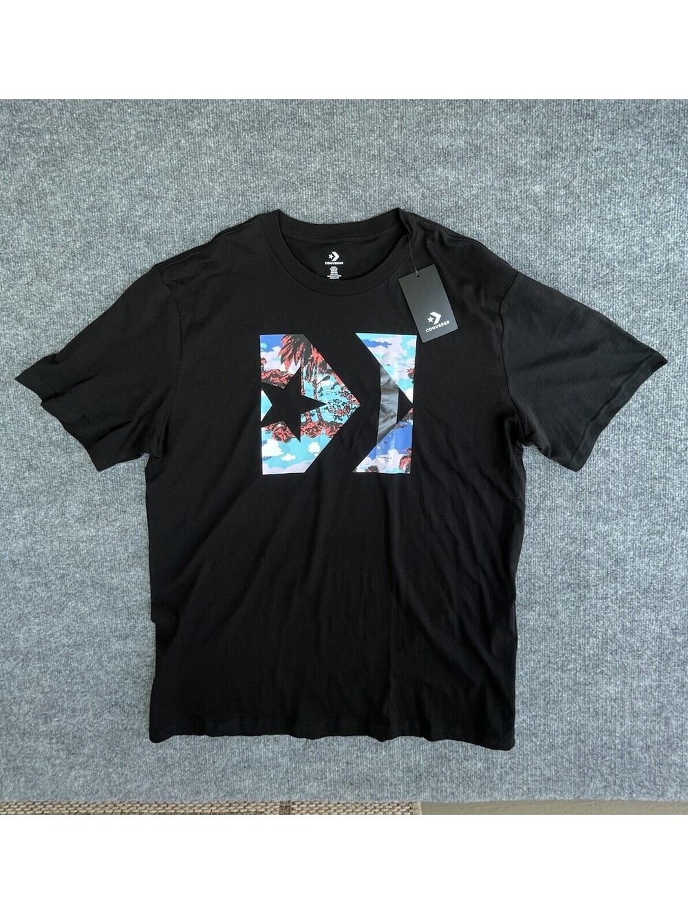 CONVERSE Mens Graphic T-Shirt Top XL Black Cotton